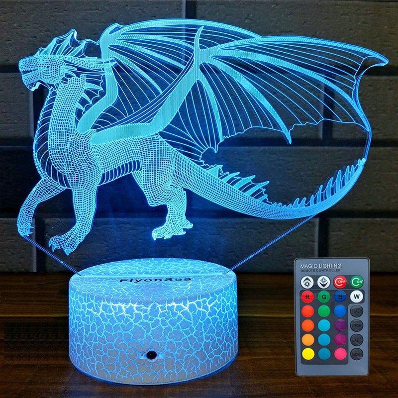 FlyonSea Dragon Gifts Dragon Light 16 Color Changing Dimmable Kids Night Light with Touch and Remote Dragon Toys Light as Birthday Gifts for Boys Kids - Image 1